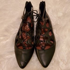 Black lace up flats